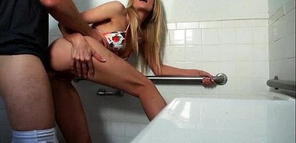  Blonde teen fucked in public bathroom Amanda Tate 2